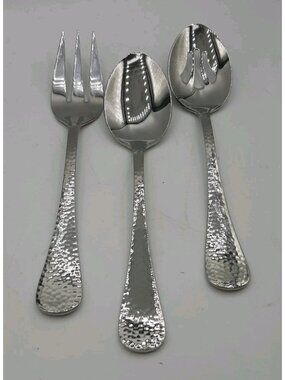 Reed & Barton Hammered Everyday 18/10 Stainless Steel Meat Fork Solid Spoon